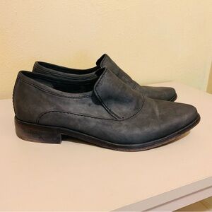 Free People Black Flats loafer Charcoal Leather Dress Pointy Women’s Size 7